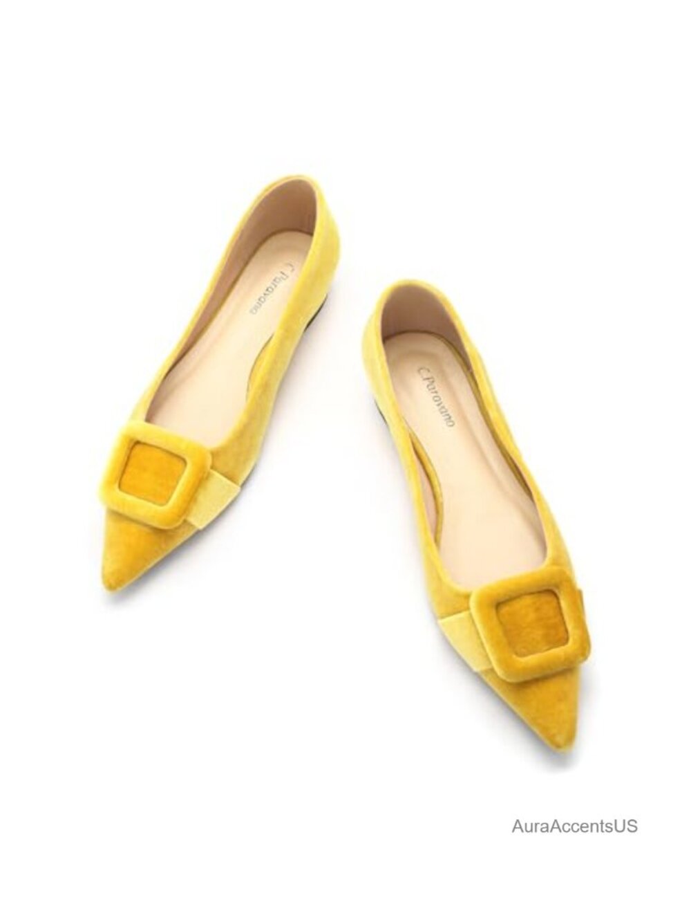 Velvet Pointed Toe Flats Memory Foam Insole Dressy Casual